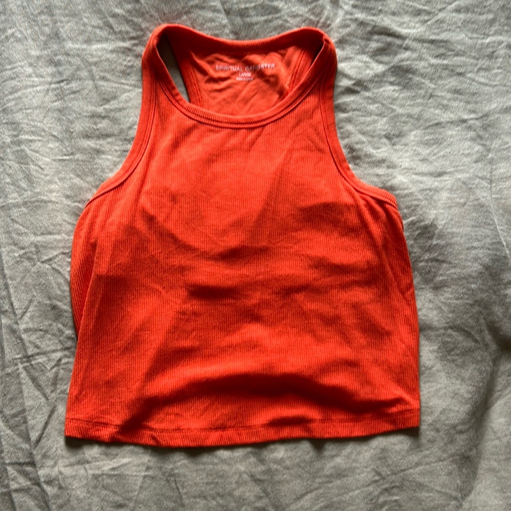 ✨ SPIRITUAL GANGSTER RIBBED TORI CROP TANK SZ L